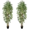 TWO Pre-potted 7' Artificial Bamboo Trees with Real Bamboo Trunks