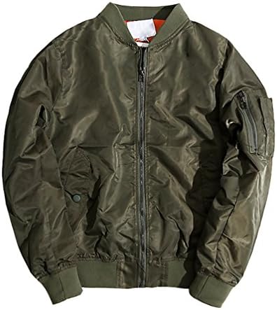 Okcolorfal Men/Women Short Thicker Biker Bomber Zip up Biker Jacket Padded Coat (XL, Army Green)