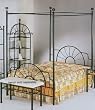 Black "sunburst" Design Queen Size Canopy Bed Headboard Footboard Canopy
