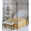 Black "sunburst" Design Queen Size Canopy Bed Headboard Footboard Canopy