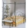 Black "sunburst" Design Queen Size Canopy Bed Headboard Footboard Canopy