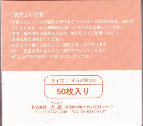 【1箱50枚入り】【女性子供用】【小学生１年生以上】やや小さめ（サイズ14.5×9ｃｍ）　静電気処理済み不織布3層ウィルスガードBFE99％サージカルフィルターマスク新型インフルエンザ