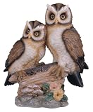 6.5 inch Polyresin Tan And Brown Owls Perched On Tree Log Figurine