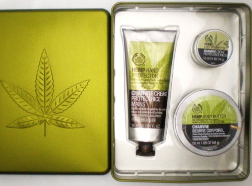 The Body Shop Hemp Trio Gift Set Includes Hemp Hand Protector, Hemp Body Butter, Hemp Foot Protector and Tin Gift Box