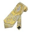Men's Handmade Tie Paisley Design Gold Silk Necktie