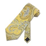 Men's Handmade Tie Paisley Design Gold Silk Necktie