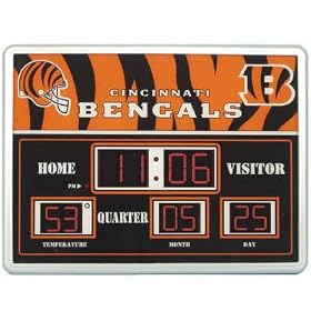 Team Sports Cincinnati Bengals 14x19 Scoreboard/Clock/Thermometer