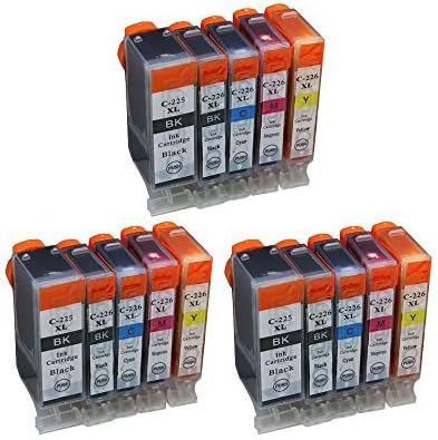 Compatible Ink Cartridge Replacement for Canon PGI-225 for MX882 MG8220 MX892 MG6220 (3 Big Black, 3 Small Black, 3 Cyan, 3 Magenta, 3 Yellow) 15-Pack