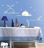Custom Color PopDecals - Whale friends nursery removable vinyl art wall decals