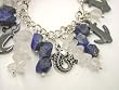 Chic Wrists Blue Chunky Stones, Quart Stones, Hematite Anchors, Metal Koi Fish Bold Bracelet with FREE Earrings