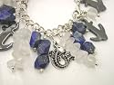 Chic Wrists Blue Chunky Stones, Quart Stones, Hematite Anchors, Metal Koi Fish Bold Bracelet with FREE Earrings