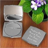 Personalized Make Your Own Silver Plated Square Compact Mirror