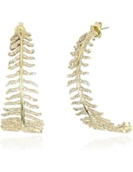Mizuki 14k Gold and Diamond Curved Quill Hoop Earrings