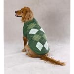GREEN - SMALL - Tonal Argyle Dog Sweater