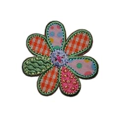 Blume 5,2 cm B�GELBILD AUFN�HER APPLIKATION gr�n orange pink rosa Bl�te Blumen Bl�ten bunt patchwork Patch