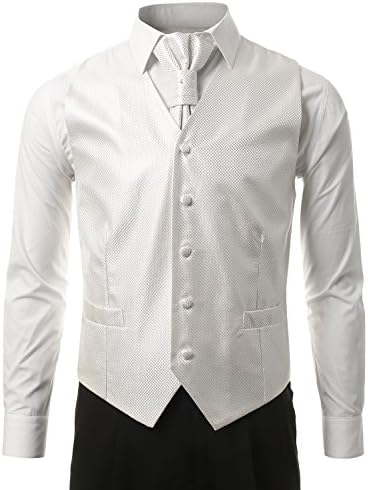 MONDAYSUIT Men 3-Piece Set Twill Designer Formal Tuxedo Vest Tie WHITE 3XLARGE