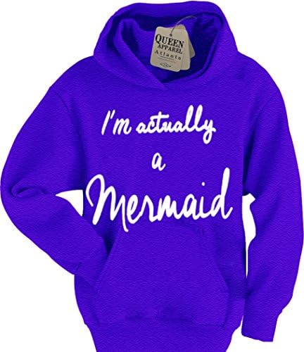 I'm actually a mermaid hoodie girls sweatshirt (deep purple heather,medium)