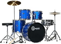 Gammon 5-Piece Drum Set Complete Full Size with Cymbals & Throne Metallic Blue