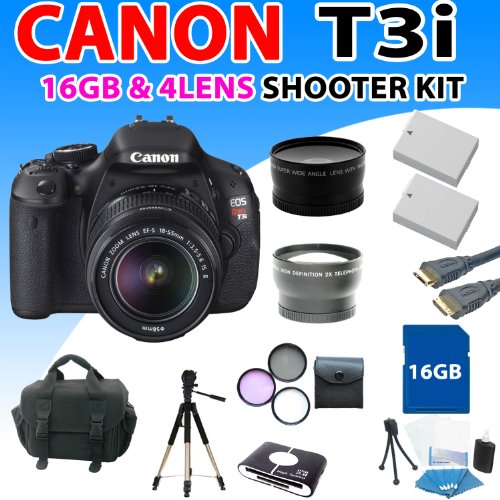 Buy Canon EOS Rebel T3i 600d Digital SLR Camera with 18-55mm Is Lens, 3 Extra Lenses, 2x Extended