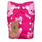 iZiv新生児1厚いおむつ付きオーガニック幼児防水/調整/再利用可能/洗えるポケット布おむつのフィット赤ちゃん0.5-3歳(ピンクのブタ)