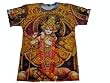 Womens Yoga Clothing Fluting Krishna Print T-shirt Short Sleeve Meditation Tee Shirts Yellow L