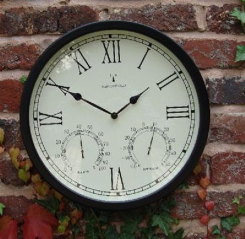 Chelsea Radio Controlled - Garden Indoor Outdoor Conservatory Wall Clock Thermo Humidity Meter - Weather Resistant DS1089