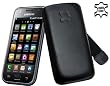Original Suncase Leder Etui Tasche speziell fuer Samsung GT i9000 / i-9000 / Galaxy S / Lasche mit Rueckzugfunktion / Schwarz