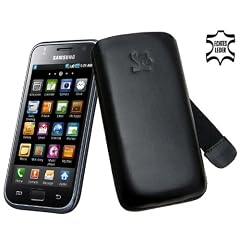 Original SunCase Tasche fuer - Samsung GT-i9000 Galaxy S - Leder Etui Handytasche Ledertasche Schutzhuelle Case Huelle GT i-9000 *Lasche mit Rueckzugfunktion* In der Farbe Schwarz
