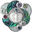 Sterling Silver Multi-Gemstone Bone Face Pendant/Pin by Sajen