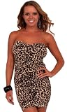 FITTED RUCHED SEXY LEOPARD STRAPLESS PARTY MINI DRESS