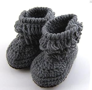 Jastore® 1 Pair Crochet Knitted Toddler Baby Girl Boy Bootie Shoes Warm Socks Pre Walker Footwear (Grey)