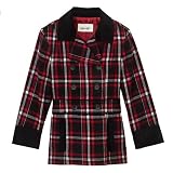 Girls' Cherokee Velvet Trim Wool Coat - Red/Black