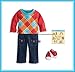 American Girl Bitty Baby Twins Red Argyle Outfit for Dolls + Book-NEW IN BAG
