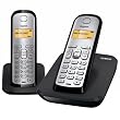 Siemens Gigaset SIAS290NDUO - Tel�fono fijo inal�mbrico d�o, capacidad gu�a telef�nica 80, color negro y plata