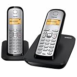 Siemens Gigaset SIAS290NDUO - Teléfono fijo inalámbrico dúo, capacidad guía telefónica 80, color negro y plata
