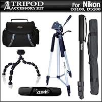 Tripod Accessory Bundle Kit For Nikon D3100 D5100 Digital SLR Camera Includes 57 Inch Pro Tripod + 67 Inch Monopod + Flexible Gripster + Deluxe Carrying Case