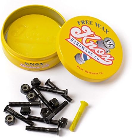 Knox 1 1/4" Phillips Hardware Black Yellow 1set+wax+tin Skateboarding Hardware