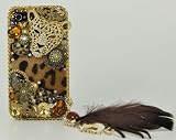3D Swarovski Leopard Crystal Bling Case Cover for iphone 4 / 4s AT&T Verizon & Sprint with detachable phone charm