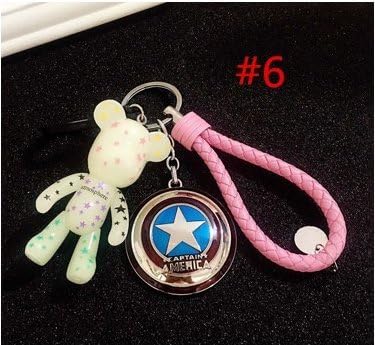Fashion Leather Car Keychain Auto Keyring Handmade Bear KeyChain #6