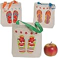 Canvas Flip Flop Tote Bags. Multicolor (12 Pack) 8" X 2 1/2" X 8 1/2" with 5 1/2" Handles. Poly-cotton.