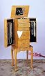 Oak Finish Queen Anne Style Jewelry Armoir with Inset Mirror