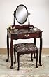 Heirloom Cherry Vanity Table, Mirror, and Bench By Powell Furniture