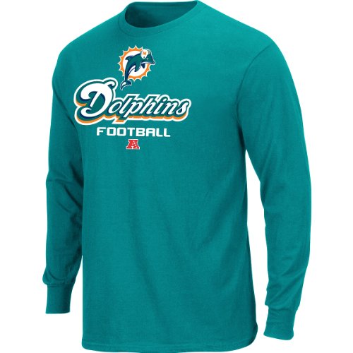 NFL Men's Miami Dolphins Critical Victory V Long Sleeve Basic Tee (Aqua, XX-Large)