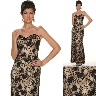 Formal Evening Gown. Lace Strapless Dress for Prom, Party, Wedding by Sean Collection (338)