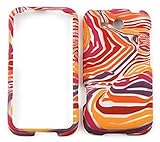 HTC FreeStyle Red/Orange/Purple Zebra Print Hard Case/Cover/Faceplate/Snap  ....