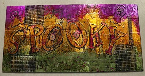 Halloween Decoration, Distressed Metal Mixed Media Sign- Halloween wall art- decor- SPOOKY