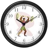 Man Weight Lifting with Barbell - Physical Fitness-Exercise-Body Building Wall Clock by WatchBuddy Timepieces (Black Frame)