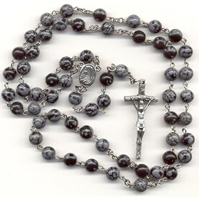 Catholic Rosary - Snowflake Obsidian