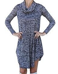 Fall Winter Cotton Turtleneck  Shirt Skater Dress/Tunic 