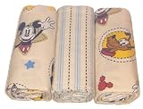 Star Shine Mickey Flannel Receiving Blankets - Set of 3